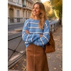 image:imageZESICA Womens Striped Fall Winter Sweaters Oversize Cozy Casual Work OutfitBlue