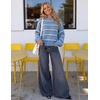 image:imageZESICA Womens Striped Fall Winter Sweaters Oversize Cozy Casual Work OutfitBlue