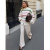 image:imageZESICA Womens Striped Fall Winter Sweaters Oversize Cozy Casual Work OutfitGreen
