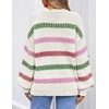 image:imageZESICA Womens Striped Fall Winter Sweaters Oversize Cozy Casual Work OutfitGreen