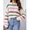 image:imageZESICA Womens Striped Fall Winter Sweaters Oversize Cozy Casual Work OutfitGreen