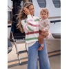 image:imageZESICA Womens Striped Fall Winter Sweaters Oversize Cozy Casual Work OutfitGreen