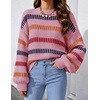 image:imageZESICA Womens Striped Fall Winter Sweaters Oversize Cozy Casual Work OutfitPink
