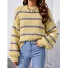image:imageZESICA Womens Striped Fall Winter Sweaters Oversize Cozy Casual Work OutfitYellow