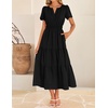 image:imageZESICA Womens Summer Casual Short Sleeve Boho Midi DressBlack