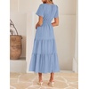 image:imageZESICA Womens Summer Casual Short Sleeve Boho Midi DressBlue