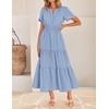 image:imageZESICA Womens Summer Casual Short Sleeve Boho Midi DressBlue