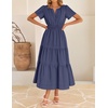 image:imageZESICA Womens Summer Casual Short Sleeve Boho Midi DressNavy