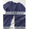 image:imageZESICA Womens Summer Casual Short Sleeve Boho Midi DressNavy