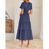 image:imageZESICA Womens Summer Casual Short Sleeve Boho Midi DressNavy