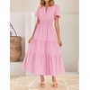 image:imageZESICA Womens Summer Casual Short Sleeve Boho Midi DressPink