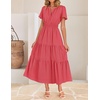 image:imageZESICA Womens Summer Casual Short Sleeve Boho Midi DressWatermelon