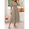 image:imageZESICA Womens Summer Short Puff Sleeve Floral Lace Maxi DressesAlmond