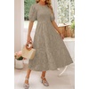 image:imageZESICA Womens Summer Short Puff Sleeve Floral Lace Maxi DressesAlmond