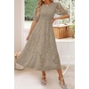image:imageZESICA Womens Summer Short Puff Sleeve Floral Lace Maxi DressesAlmond