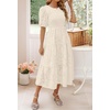 image:imageZESICA Womens Summer Short Puff Sleeve Floral Lace Maxi DressesBeige