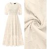 image:imageZESICA Womens Summer Short Puff Sleeve Floral Lace Maxi DressesBeige