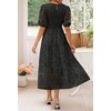 image:imageZESICA Womens Summer Short Puff Sleeve Floral Lace Maxi DressesBlack