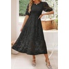 image:imageZESICA Womens Summer Short Puff Sleeve Floral Lace Maxi DressesBlack