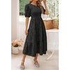 image:imageZESICA Womens Summer Short Puff Sleeve Floral Lace Maxi DressesBlack