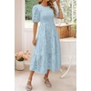 image:imageZESICA Womens Summer Short Puff Sleeve Floral Lace Maxi DressesBlue