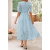image:imageZESICA Womens Summer Short Puff Sleeve Floral Lace Maxi DressesBlue