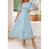 image:imageZESICA Womens Summer Short Puff Sleeve Floral Lace Maxi DressesBlue