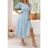 image:imageZESICA Womens Summer Short Puff Sleeve Floral Lace Maxi DressesBlue