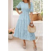 image:imageZESICA Womens Summer Short Puff Sleeve Floral Lace Maxi DressesBlue