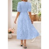 image:imageZESICA Womens Summer Short Puff Sleeve Floral Lace Maxi DressesLightblue