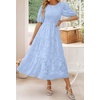 image:imageZESICA Womens Summer Short Puff Sleeve Floral Lace Maxi DressesLightblue