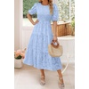 image:imageZESICA Womens Summer Short Puff Sleeve Floral Lace Maxi DressesLightblue
