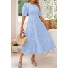 image:imageZESICA Womens Summer Short Puff Sleeve Floral Lace Maxi DressesLightblue