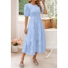 image:imageZESICA Womens Summer Short Puff Sleeve Floral Lace Maxi DressesLightblue