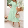 image:imageZESICA Womens Summer Short Puff Sleeve Floral Lace Maxi DressesMint