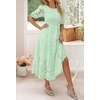 image:imageZESICA Womens Summer Short Puff Sleeve Floral Lace Maxi DressesMint