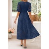 image:imageZESICA Womens Summer Short Puff Sleeve Floral Lace Maxi DressesNavy