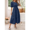 image:imageZESICA Womens Summer Short Puff Sleeve Floral Lace Maxi DressesNavy