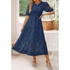 image:imageZESICA Womens Summer Short Puff Sleeve Floral Lace Maxi DressesNavy