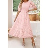 image:imageZESICA Womens Summer Short Puff Sleeve Floral Lace Maxi DressesPink