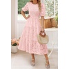 image:imageZESICA Womens Summer Short Puff Sleeve Floral Lace Maxi DressesPink