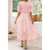 image:imageZESICA Womens Summer Short Puff Sleeve Floral Lace Maxi DressesPink