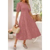 image:imageZESICA Womens Summer Short Puff Sleeve Floral Lace Maxi DressesTearose