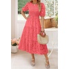 image:imageZESICA Womens Summer Short Puff Sleeve Floral Lace Maxi DressesWatermelon