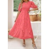 image:imageZESICA Womens Summer Short Puff Sleeve Floral Lace Maxi DressesWatermelon
