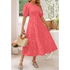 image:imageZESICA Womens Summer Short Puff Sleeve Floral Lace Maxi DressesWatermelon
