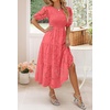 image:imageZESICA Womens Summer Short Puff Sleeve Floral Lace Maxi DressesWatermelon
