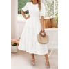 image:imageZESICA Womens Summer Short Puff Sleeve Floral Lace Maxi DressesWhite