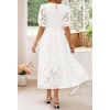 image:imageZESICA Womens Summer Short Puff Sleeve Floral Lace Maxi DressesWhite
