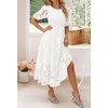 image:imageZESICA Womens Summer Short Puff Sleeve Floral Lace Maxi DressesWhite